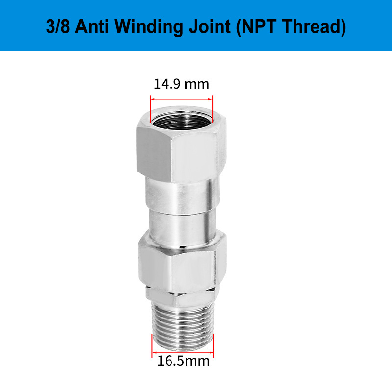 Giunto girevole per idropulitrice ad alta pressione SS Raccordi per tubi flessibili per idropulitrice da 3/8 pollici 4500 PSI Connettore di rotazione a 360 gradi Lavaggio auto: marrone
