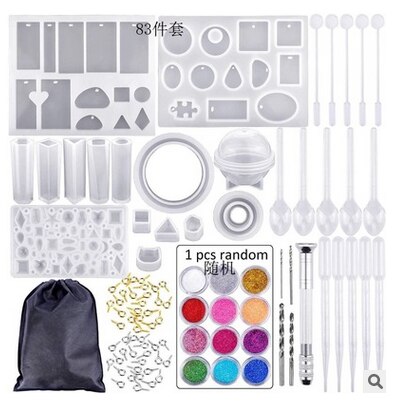 83-229pcs Handmade Crystal Glue Mold Set DIY Silicone Mould Jewelry Pendant: 83 PCS