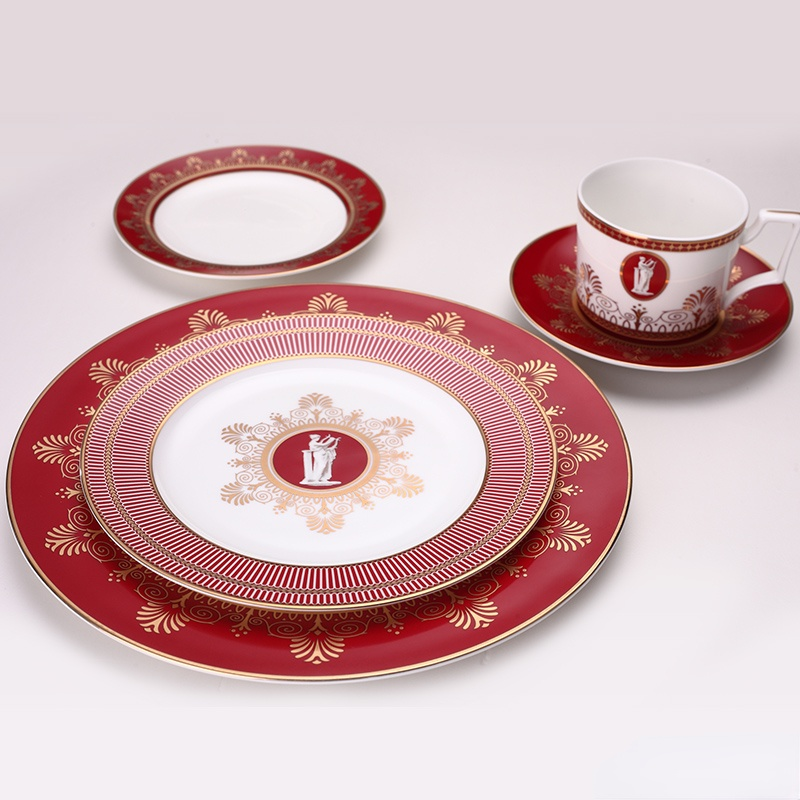 British high-end western food dish red model room bone China steak dish home western food club tableware set