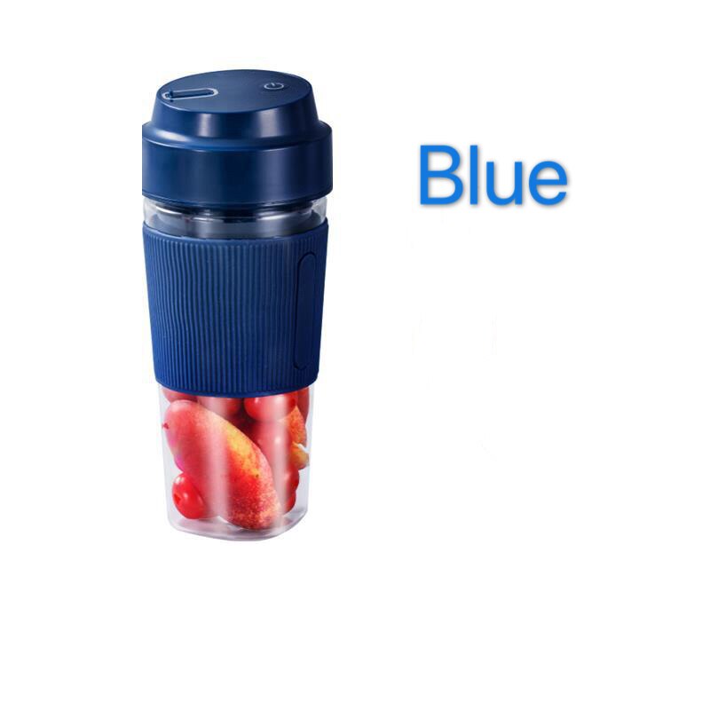 Portable Mini Electric Juicer USB Rechargeable Handheld Blender Fruit Mixers Fruit Extractors Food Milkshake Juice Maker Machine: Blue / 4 blades