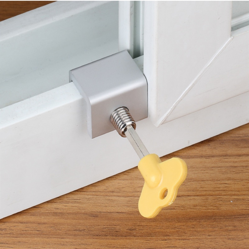5 piezas limitador de bloqueo antirrobo, ventana corredera, protección de seguridad infantil, cerradura de aleación de aluminio, duradera, posición libre
