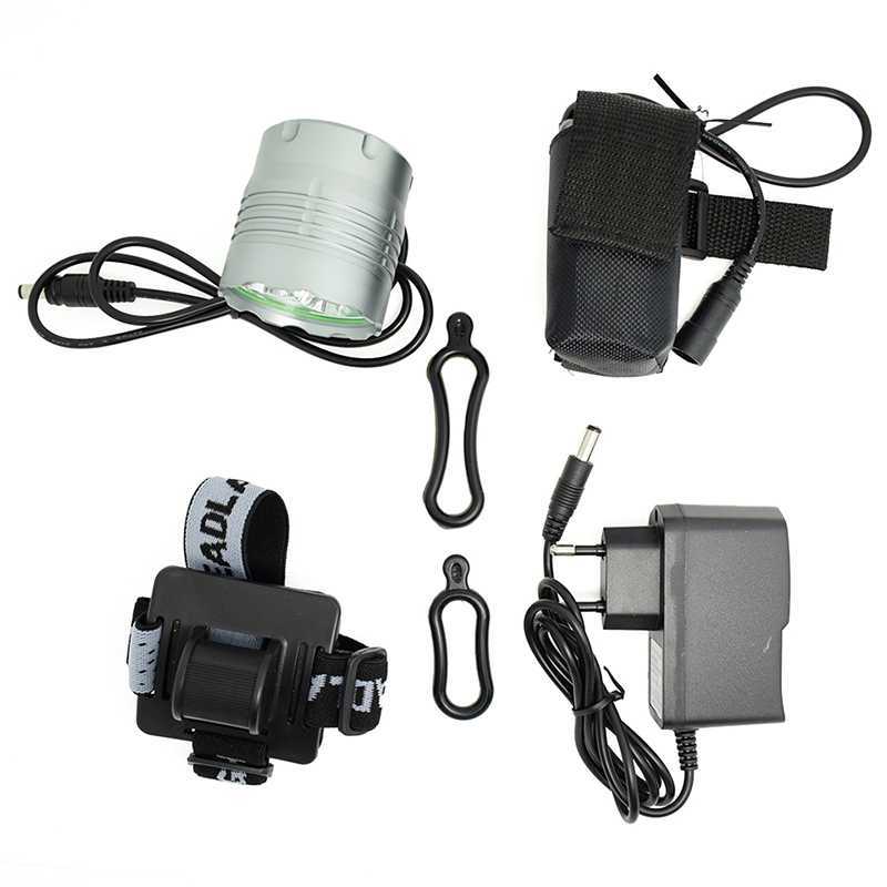 Wasafire 7000lm 5*  xml  t6 led sykkel lys sykkel hodelykt sykling frontlys mtb frontlys  + 18650 batteripakke  + 8.4v lader: Lampe 6400 pannebånd