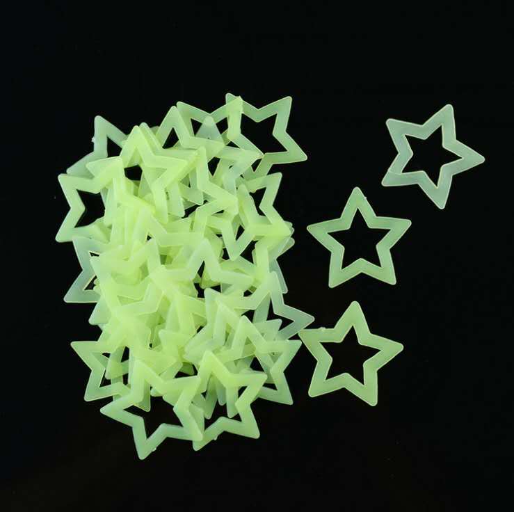 3D Hollow Star Energie Opslag Fluorescerende Glow In The Dark Lichtgevende Op Muurstickers Voor Kinderkamer Woonkamer Decal: YELLOW
