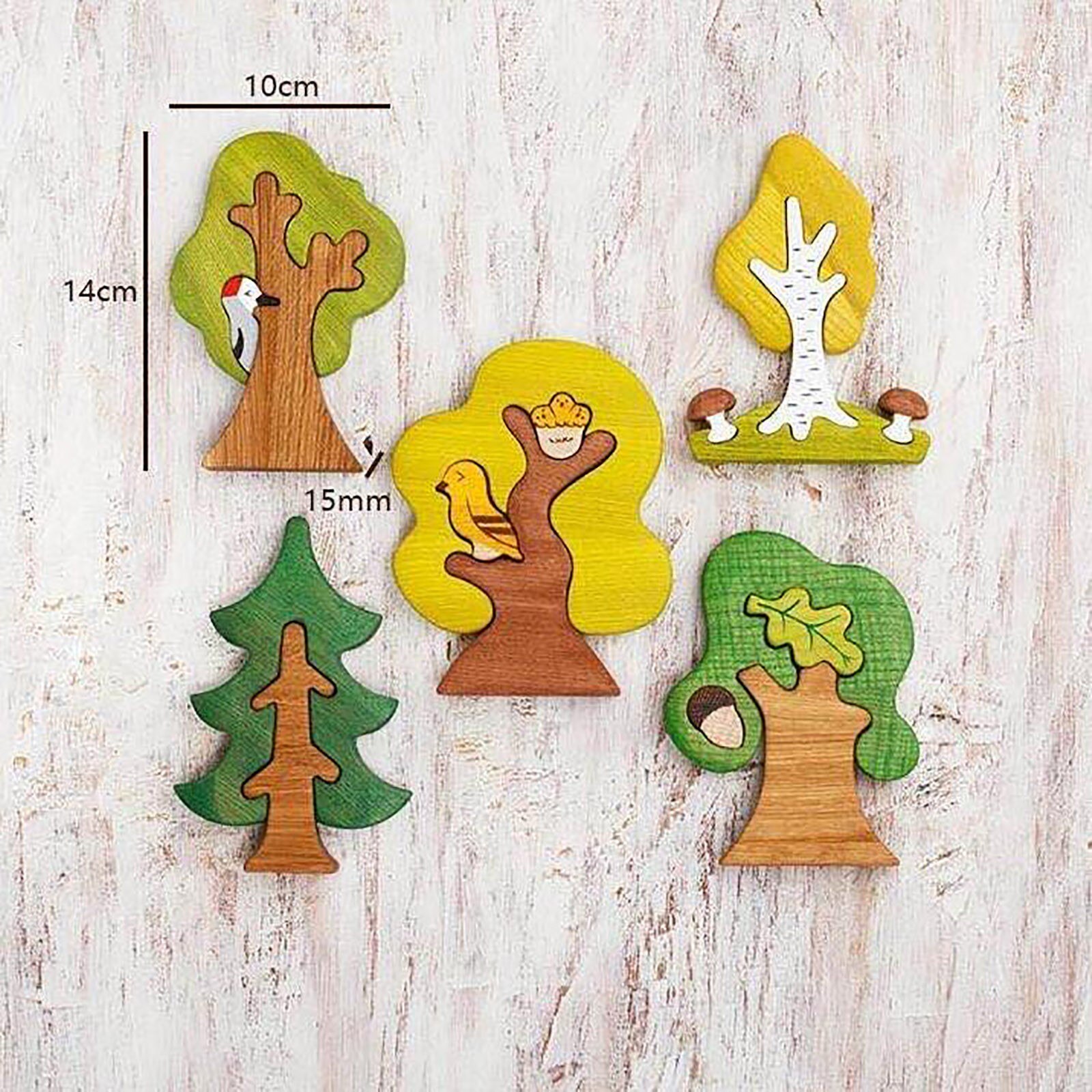 40 # holz Wald Tiere Spielzeug (9 stücke) + Bäume (5 stücke) natur Tabelle Ornament Dekor Kreative Hause Dekoration Miniaturen Handwerk