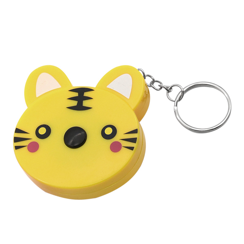 Cinta métrica de dibujos animados de 0-150cm, 0-60 pulgadas, Mini llavero portátil con forma de Animal, cinta métrica automática, Panda, Rana, cerdito, tigre: Gris oscuro