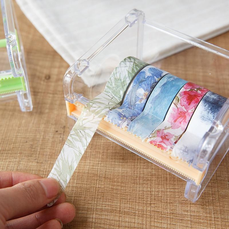 Washi Tape Cutter Set Tape Tool Transparent Tape Holder Tape Dispenser School Supplies Office Stationery for Student