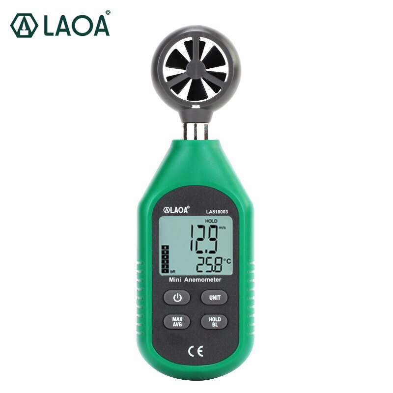 LAOA Digital Anemometer Handheld airometer Wind Speed Measuring wind-gauge: No Battery