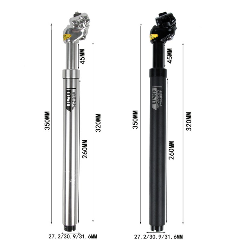 UNO MTB Suspension Sattelstütze Mountainbike Sattelstütze 27,2mm 28,6 30 30,4 30,9 31,6mm X350MM Stoßdämpfer Dämpfung ultraleicht