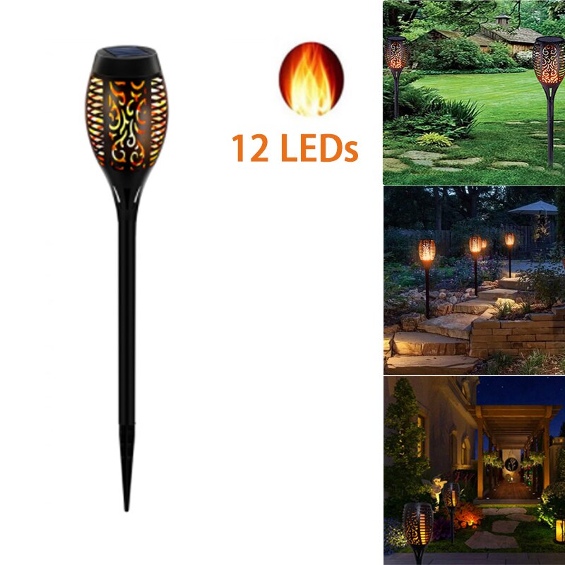 12LED/33LED Solar Flame Lights Flickering IP65 Waterdichte Outdoor Solar Lamp Path Binnenplaats Tuin Verlichting Torch Spotlight: 1pcs 12 LED