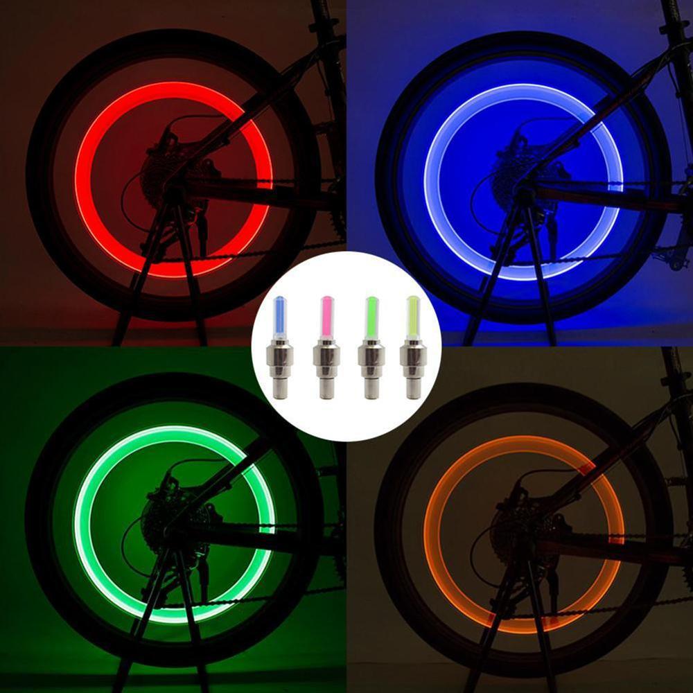 1 Pair Bicycle Valve Lights Mountain Bike Valve Lights Like Bike Valve Glow Stick Ultralight Wheels Mountain Type Cap Road R9D6