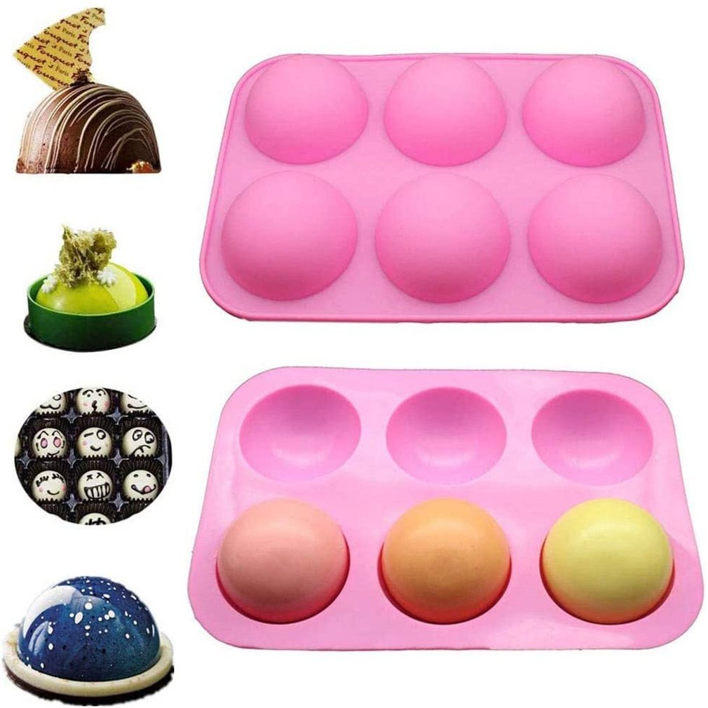DIY 6 Half Sphere Circle Silicone Chocolate Cupcake Mold Bakeware Round Shape Cake Baking Mould Tool