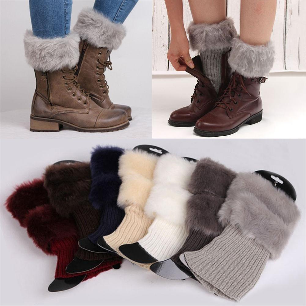 Mulheres Inverno Cor Sólida Curto Knit Polainas Bota Socks Toppers Punhos Macios presentes de Natal термоботинки beenwarmers dames