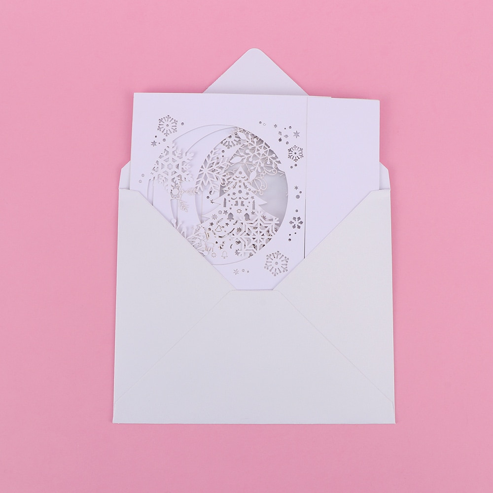 1 Pcs Handmade 3D Tree Box Snowflake Christmas Greeting Card Card Wedding Invitation Paper Card