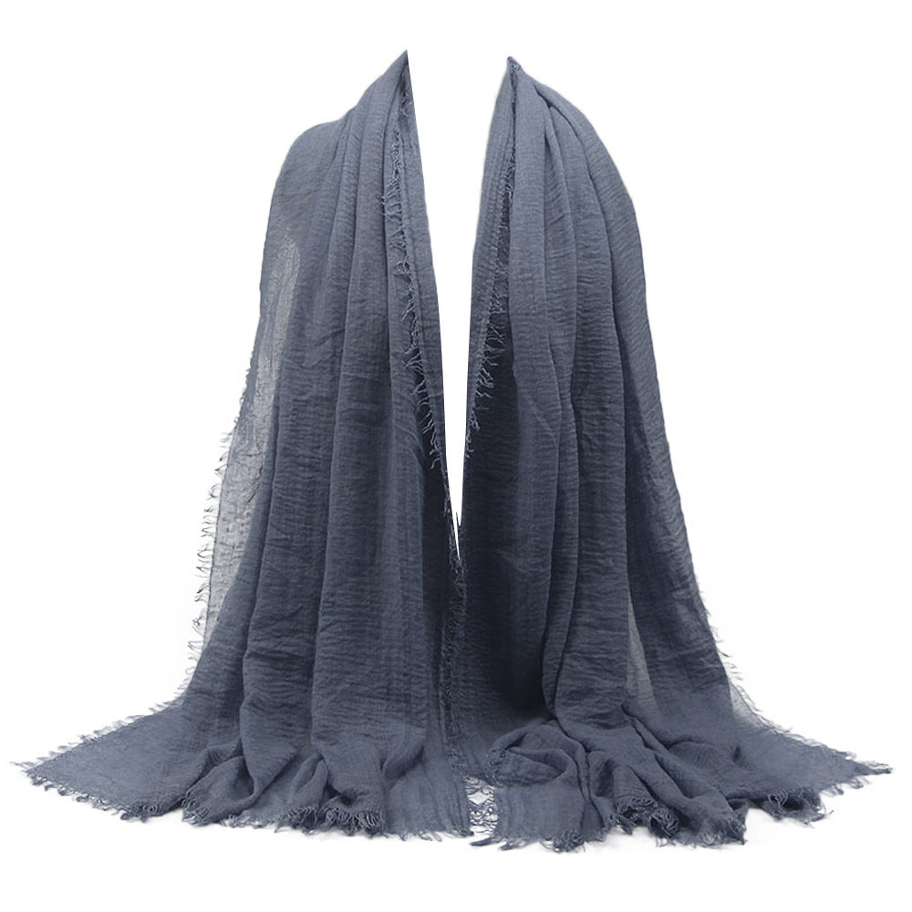 women solid Premium Viscose Maxi Crinkle Cloud Hijab Scarf Shawl Soft Islam Muslim solid color soft women scarf #924: Navy 28