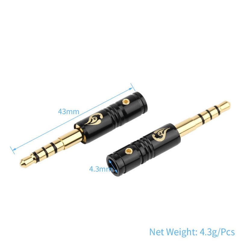 3.5mm Mannelijke Plug 4 Pole Soldeer Vergulde HiFi Hoofdtelefoon Pins 3.5mm Audio Jack Voor AH-D600 D7100 mm400 3.5mm evenwichtige Adapter