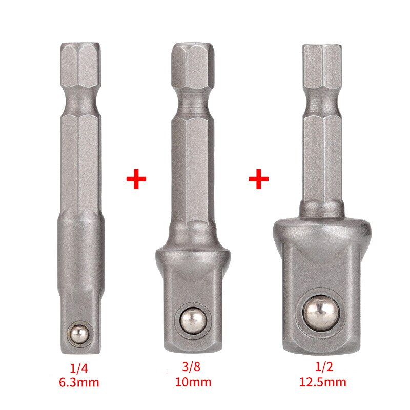 Socket Adapter Set Hex Shank to 1/4 3/8 1/2 Inch Impact Driver Drill Bits: D