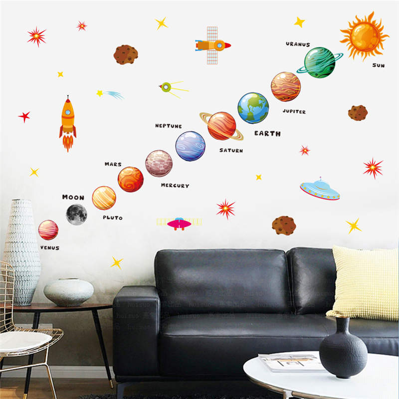 Nine planeter wallstickers dty til børneværelse børnehave indretning børnehave boligindretning vinyl decals dreng