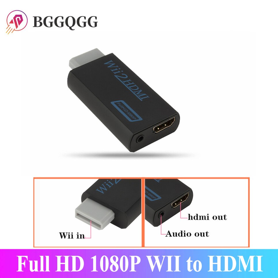 Full Hd 1080P Wii Converter Wii Naar Hdmi Wii 2 Hdmi Converter 3.5Mm Audio Voor Pc hdtv Monitor Display Wii Naar Hdmi Adapter