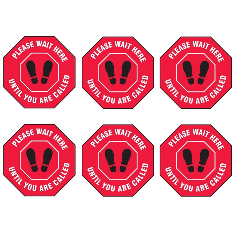 Lixf 6 stk åttekantet gulvskilt for sosial distansering "vennligst vent her til du blir oppringt" , 12 tommers diameter