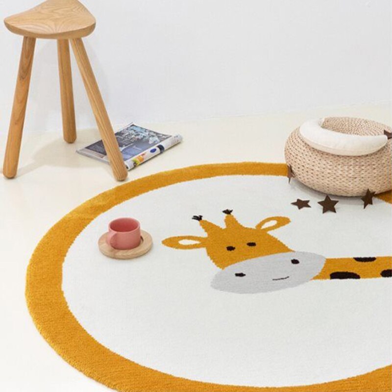 Baby Play Mat Crawling Carpet Kids Room Floor Rug Round Cartoon Deer Printed Pad J60B