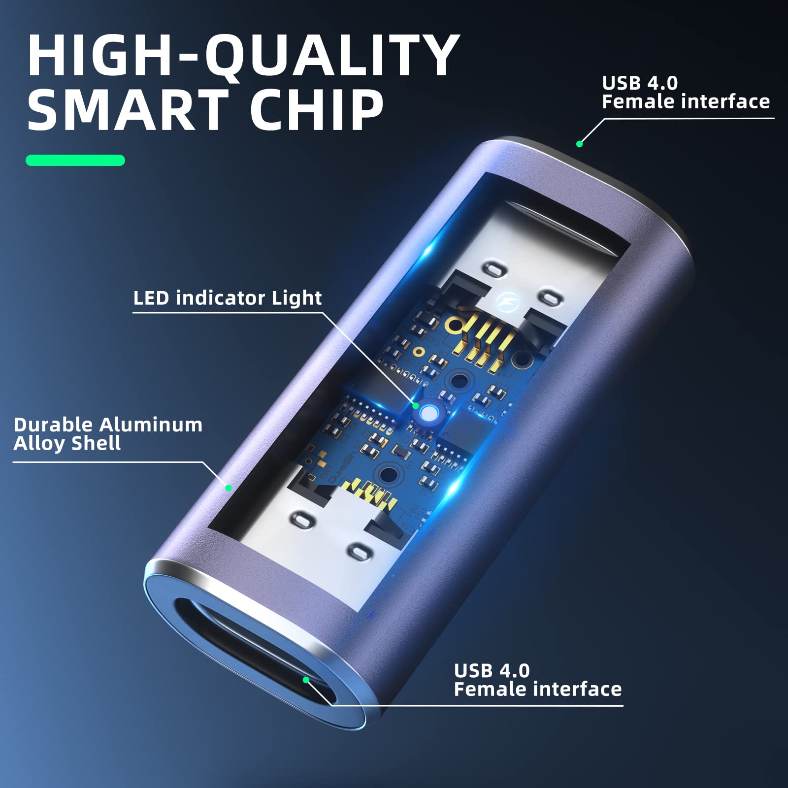 NNBILI 240W 40Gbps USB4.0 C żeński na żeński Adapter Łącznik TypeC 4.0 Złącze żeńskie Przedłużacz Wskaźnik LED Obsługuje 8K Audio