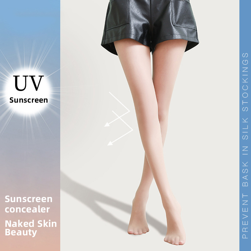 Kave zomer dunne uv-zonnebrandkousen voor dames, anti-scheurende concealersokken en panty's die de benen niet laten afglijden.