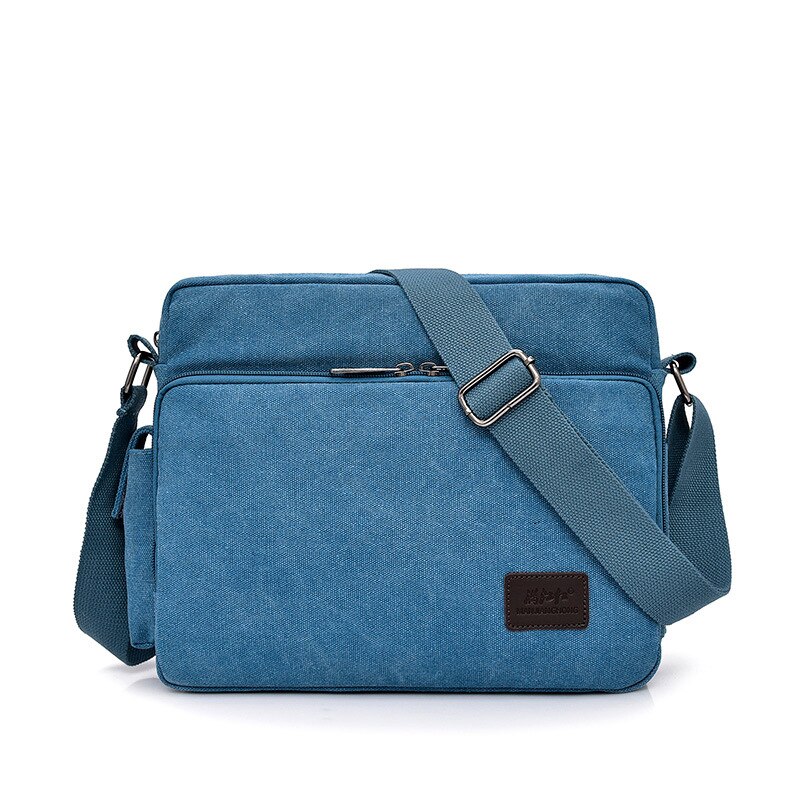 Canvas Multifunction Mens Messenger Shoulder Bags Solid Briefcases Suitcase Card Pocket For Men Women Office Outdoor Travel: Blue