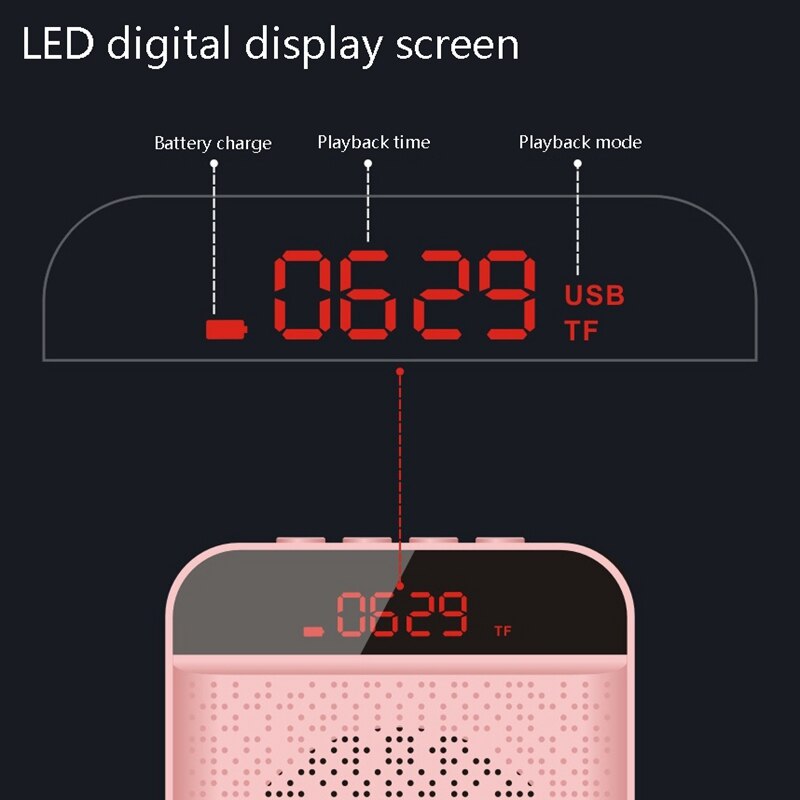 Mini Luidspreker Draadloze Voice Versterker Leraar Microfoon Luidspreker Luidspreker Ondersteuning Tf Card Fm Radio