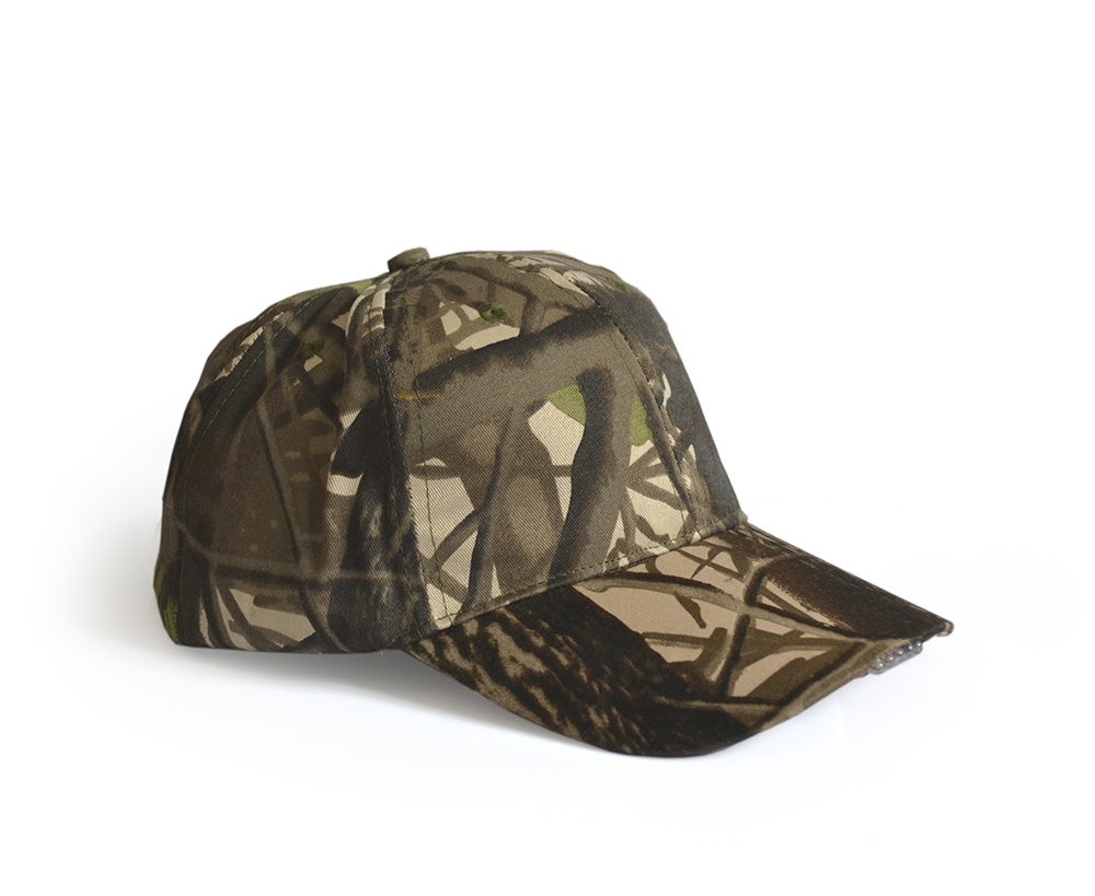Gorra de béisbol al aire libre con sombrero LED con 5 luces LED brillantes para lectura de caza y pesca: Verde militar