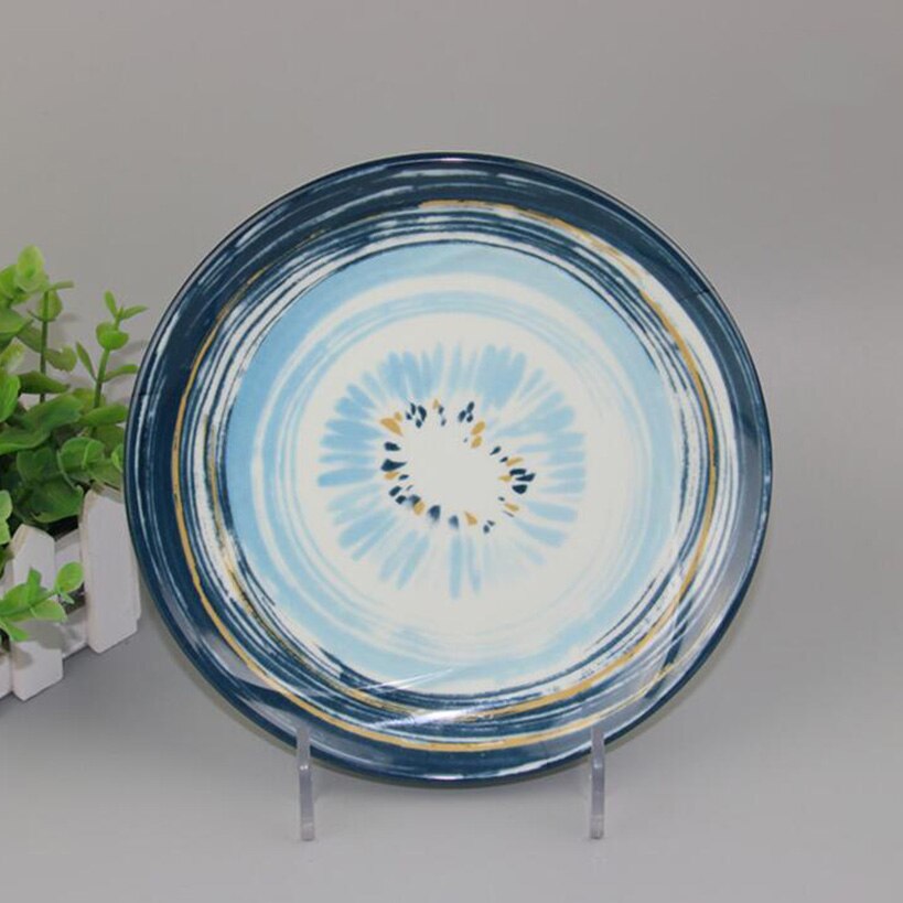 Melamine Servies Platen Rustieke Blauw Melamine Diner Platen Voor Indoor Outdoor Gebruik, Vaatwasmachinebestendig, Onbreekbare