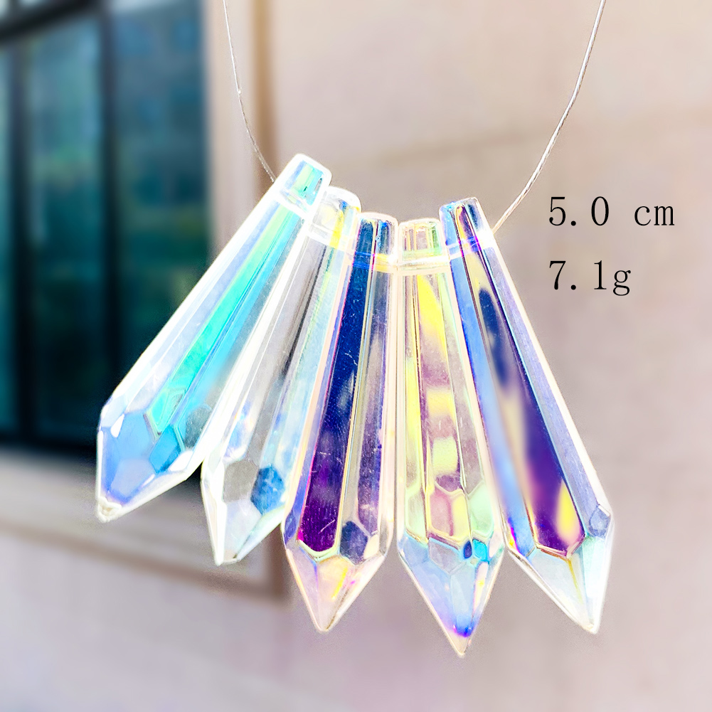 5 stk krystal spidse perler lysekrone krystaller lampe prismer istap glasperle solfanger til windows dekor diy hængende vedhæng: Ab farve