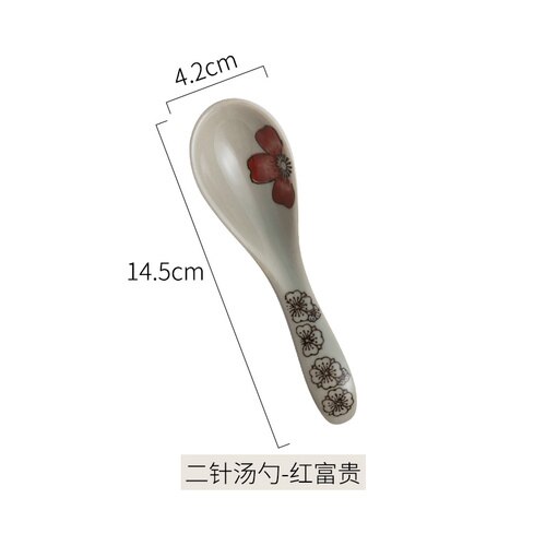 Japansk keramisk ske spiseske ske ris ske suppeskål ske husstand to-nålesuppe ske buet lille ske: A 14.5 x 4.2cm