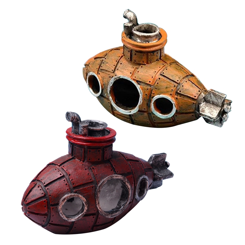 Aquarium Sunken Ship Decorations Resin Submarines 5in Small Fish Tank Ornaments