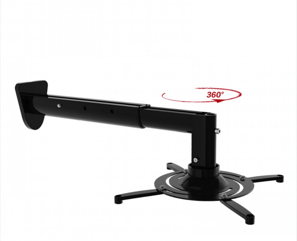 Ultra-long Aluminum Alloy 360 Degree Universal Projector Wall Mount Full Motion Retractable Projector Hanger Bracket PR05BL