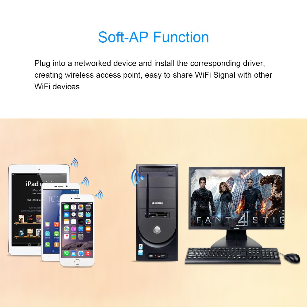 CHIPAL 150Mbps Mini USB WiFi Adapter Externe Drahtlose Netzwerk Karte 2,4G Antenne PC LAN Ethernet Wi Fi Wi-Fi empfänger 802,11 n