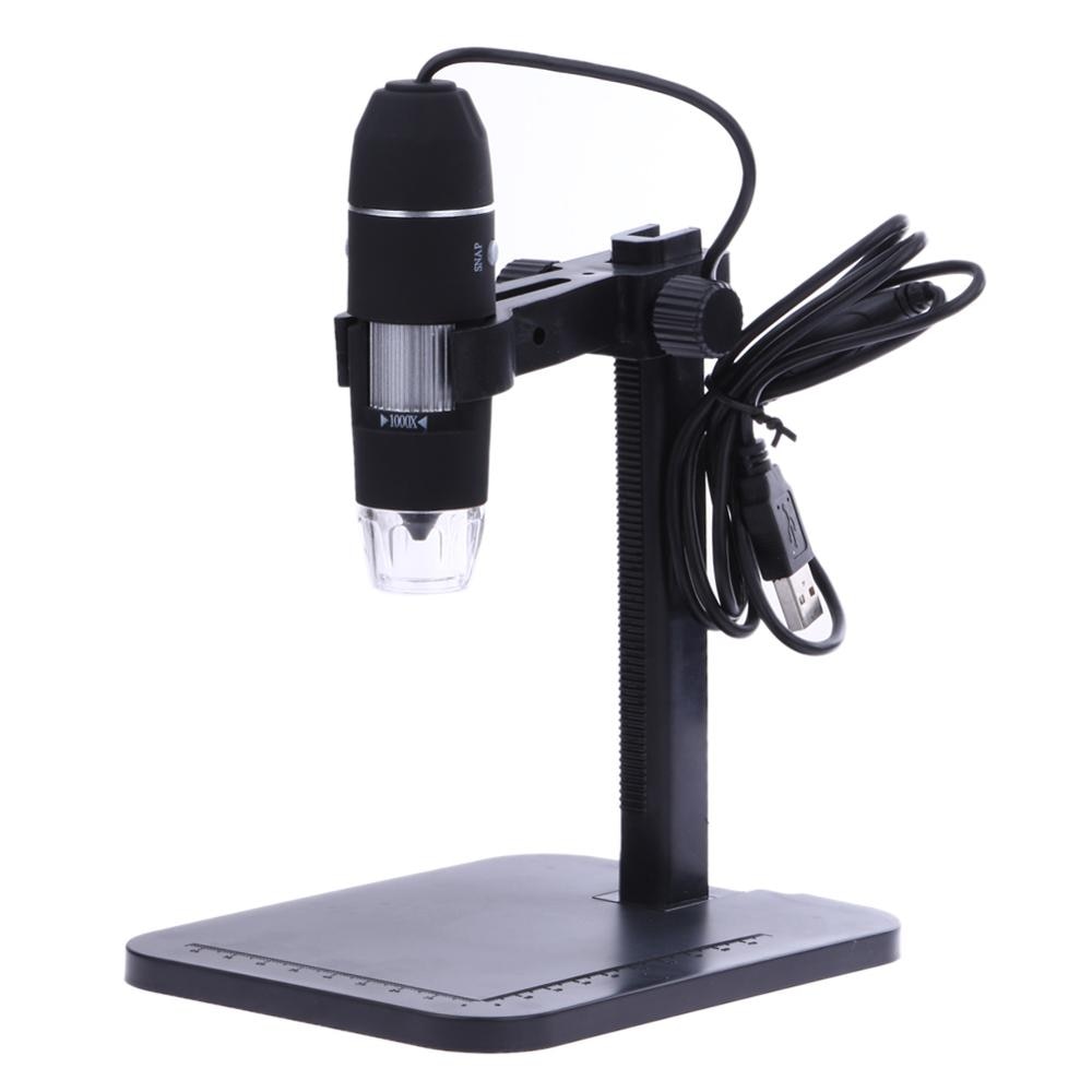 Microscopio Digital USB 1000X 800X 8 LED 2MP, endoscopio electrónico con Zoom, lupa de cámara + soporte de elevación, herramientas