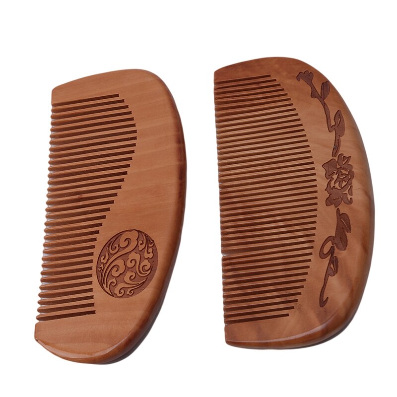 Best Selling Peach Wood Comb Wooden hair comb Natural Bamboo Comb-Anti Static Flower-Fine Tooth for Hair,Beard, Mustache