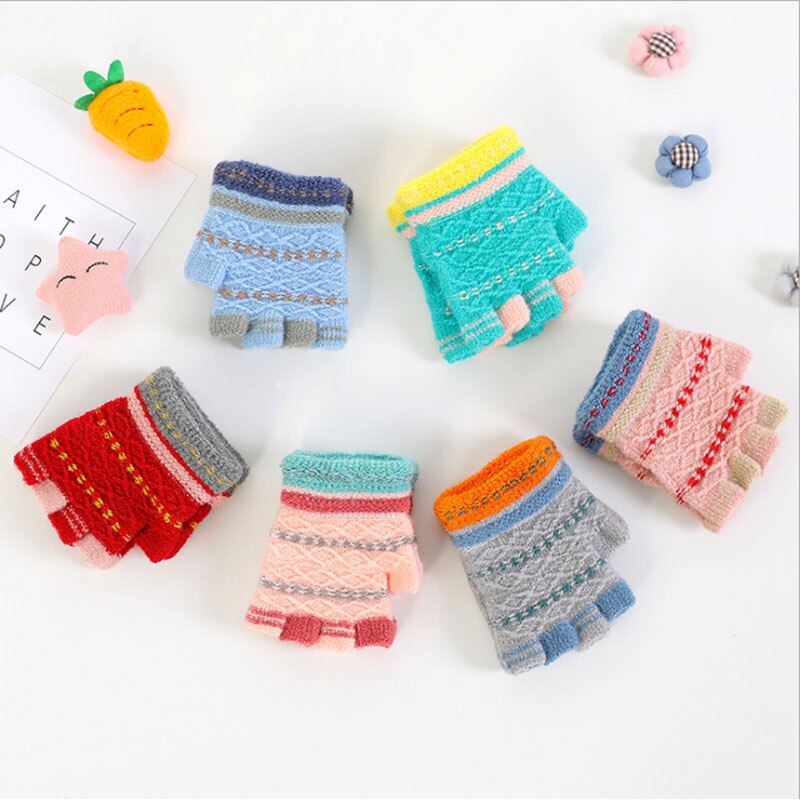 Guantes de manopla de mitad de dedo de invierno para bebés niñas 1-4 años para niños
