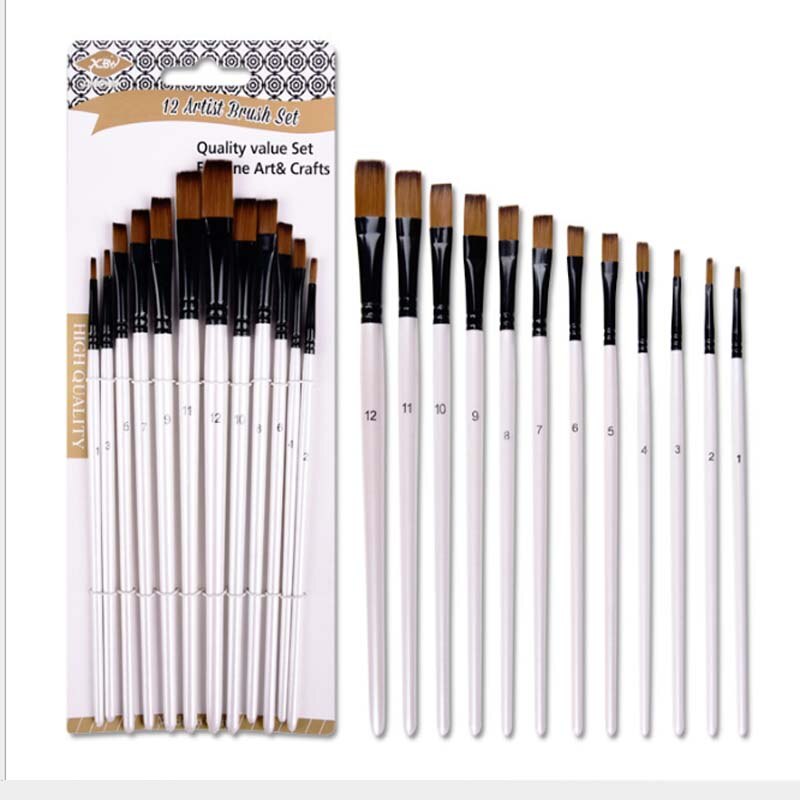 Watercolor Brushes,12pcs Paint Brushes Set Nylon Hair Professional Artist Painting Watercolor Brushes Artist Paint Brushes Acrylic Oil Watercolor Gou