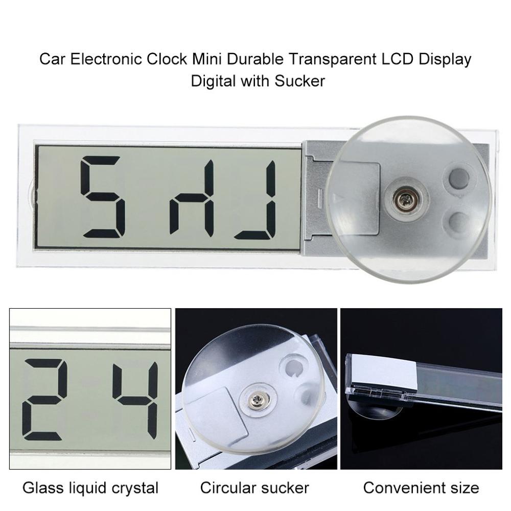 1Pcs Licht Gewicht Duurzaam Transparant Auto Elektronische Klok Lcd-scherm Digitale Met Sucker Lcd Horloge Klok