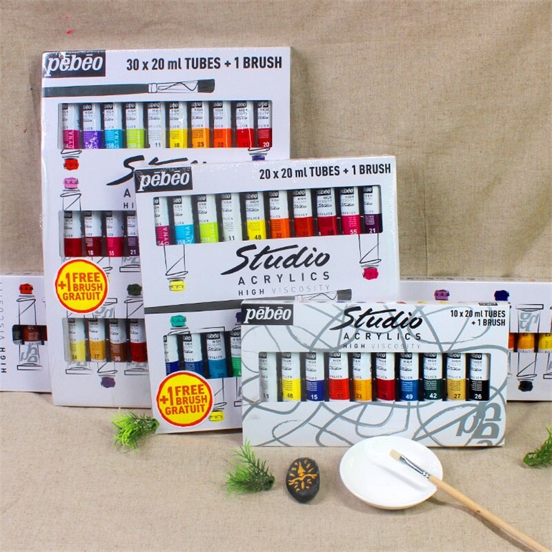 20ml pebeo akrylmaling sæt farve kunst maleri maling til stof negle tøj træ tegning til kunstner kunstforsyninger