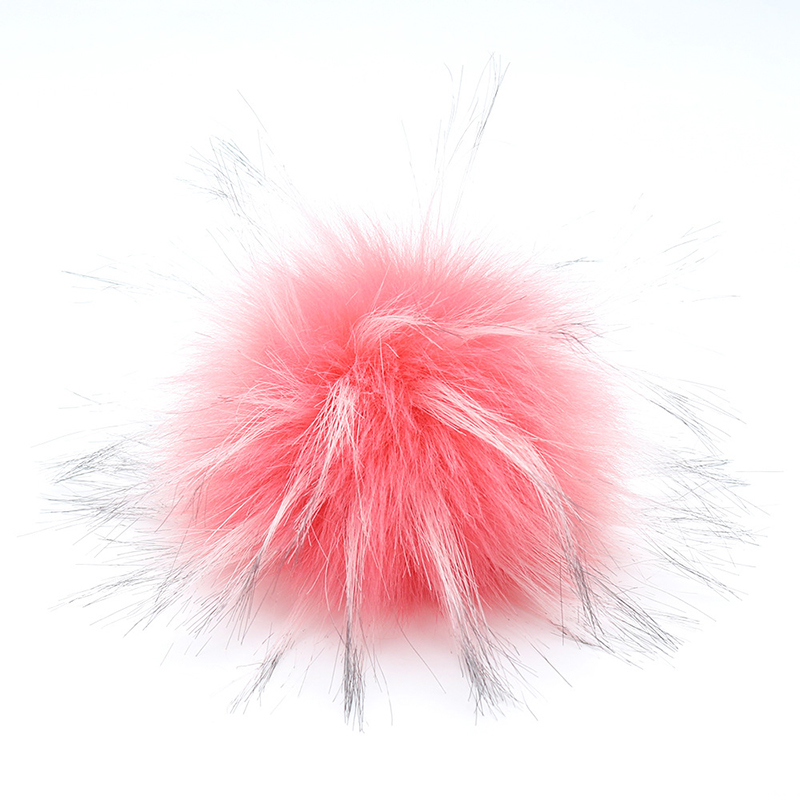 Pompons artificiels 10cm pour chapeau et bonnet d'hiver | Avec bouton en fourrure de raton laveur, Pom Poms en boule pour femmes et enfants, fournitures de bonnets: watermelon red