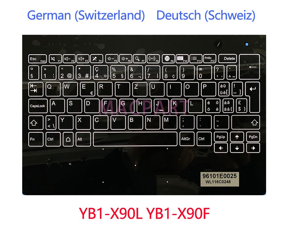 Original Keyboard for 10.1&quot; Lenovo Yoga Book Yogabook YB1-X90L YB1-X90F YB1-X91L YB1-X91F X90 X91 Palmrest Topcase Cover: X90  German (Sw)