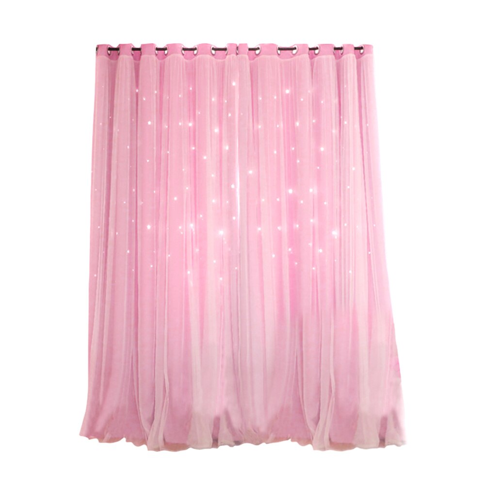 Cortinas con estrellas, doble tela y gasa, grises: Pink