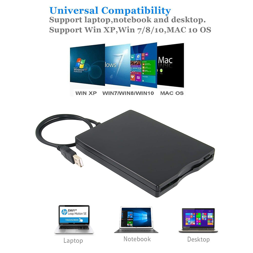USB Floppy Disk Reader Drive 3.5 "Externe Draagbare 1.44 MB FDD Diskettedrive voor Mac Windows 10/7 /8/XP/Vista PC Laptop Desktop