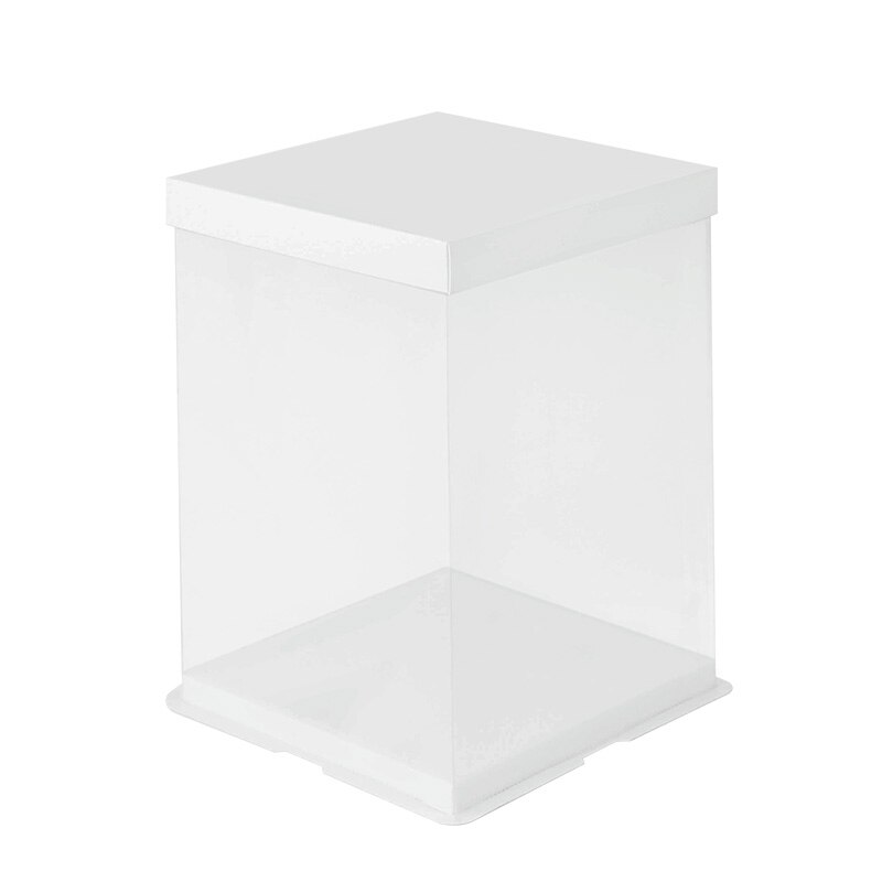 30cm Clear Rose Teddy Bear Packaging Box PVC Transparent Cake Boxes for Wedding Anniversary Birthday Baby Shower Supplies: white 26x26x30cm