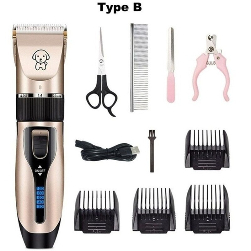 Pet Dog Grooming Kit clipper Electrical Trimmer Rechargeable Grooming Cordless Hair Tool Haircut Shave Machine Set: Style B