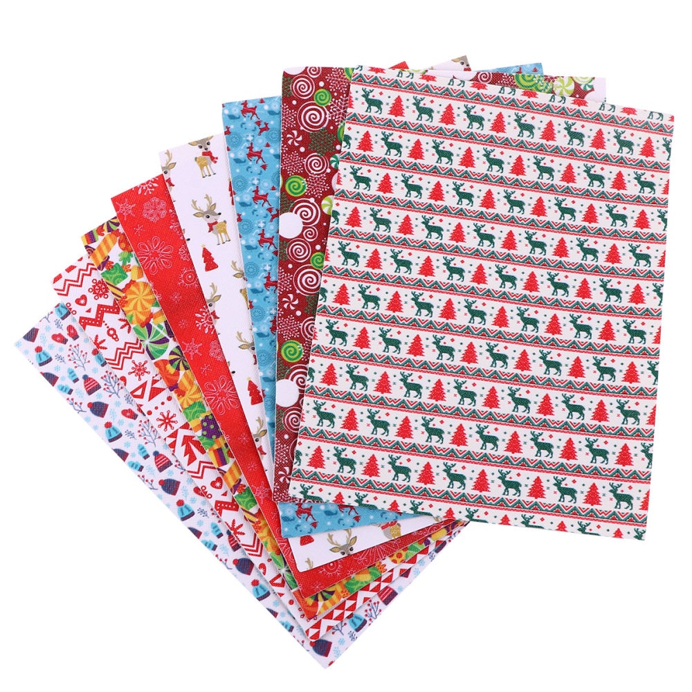 8 vellen imitatieleer voor kerst, om zelf strikken, oorbellen en andere decoraties te maken