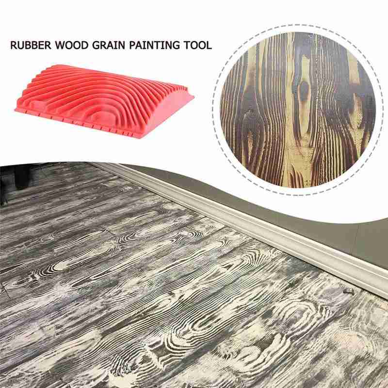 Rode Rubber Imitatie Houtnerf Apparaat Tekening Diatomeeën Modder Schrapen Cilinder Afdrukken Thuis Diy Muur Textuur Art Embossing Tool