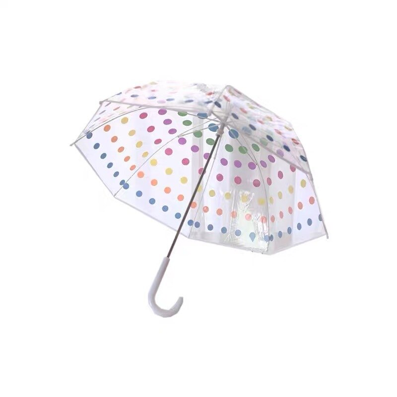 Kinderen Paraplu Winddicht En Regendicht Paraplu Kleurrijke Wave Dot Transparante Paraplu Baby Leuke Straat Paraplu